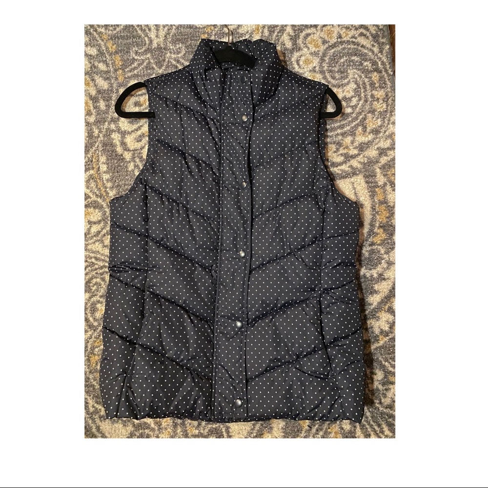 Gap Navy Polka Dot Puffer Vest